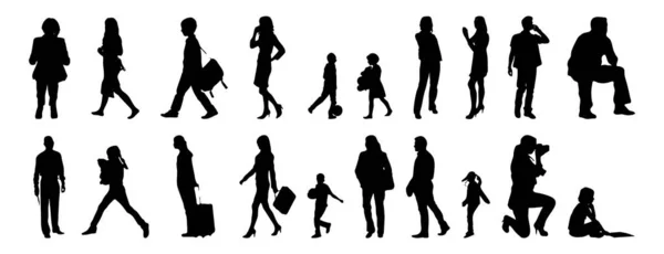 Silhouettes Vectorielles Silhouettes Esquissées Personnes Dessin Contour Silhouette Personnes Icône — Image vectorielle