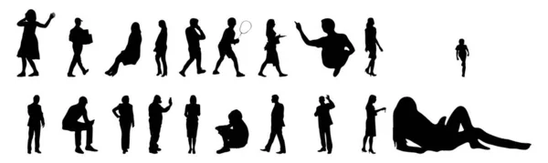 Silhouettes Vectorielles Silhouettes Esquissées Personnes Dessin Contour Silhouette Personnes Icône — Image vectorielle