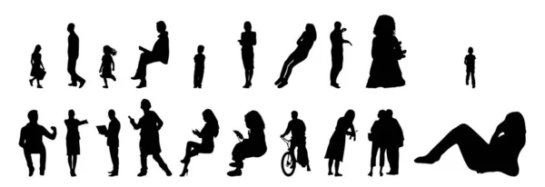 Vector Silhouettes Outline Silhouettes People Contour Drawing People Silhouette Icon — Stock Vector