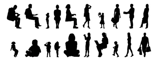 Silhouettes Vectorielles Silhouettes Esquissées Personnes Dessin Contour Silhouette Personnes Icône — Image vectorielle