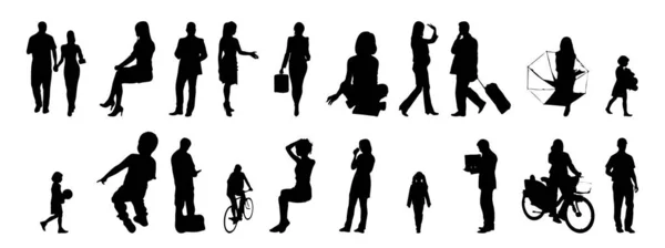 Vector silhouettes, Outline silhouettes of people, Contour drawing, people silhouette, Icon Set Isolated, Silhouette of sitting people, Architectural set