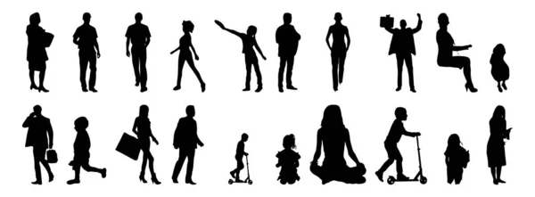 Vector Silhouetten Overzicht Silhouetten Van Mensen Contourtekening Personensilhouet Icoon Set — Stockvector