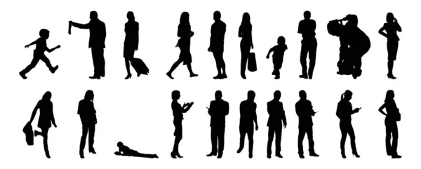 Vector Silhouettes Outline Silhouettes People Contour Drawing People Silhouette Icon — Stock Vector