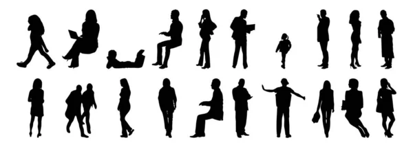 Silhouettes Vectorielles Silhouettes Esquissées Personnes Dessin Contour Silhouette Personnes Icône — Image vectorielle