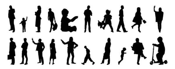 Silhouettes Vectorielles Silhouettes Esquissées Personnes Dessin Contour Silhouette Personnes Icône — Image vectorielle