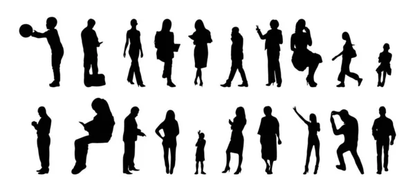 Silhouettes Vectorielles Silhouettes Esquissées Personnes Dessin Contour Silhouette Personnes Icône — Image vectorielle