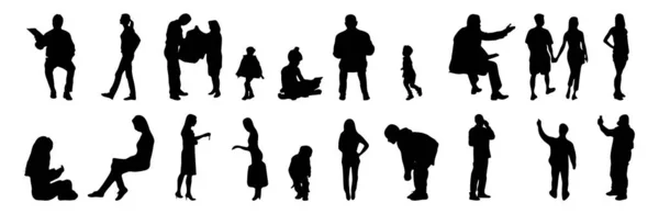 Vector Silhouetten Overzicht Silhouetten Van Mensen Contourtekening Personensilhouet Icoon Set — Stockvector