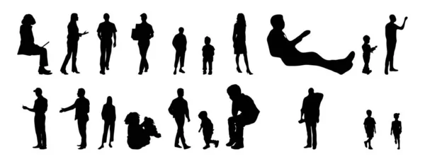 Silhouettes Vectorielles Silhouettes Esquissées Personnes Dessin Contour Silhouette Personnes Icône — Image vectorielle