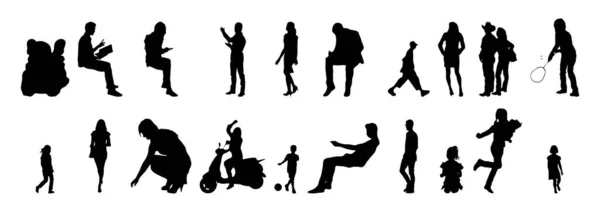 Silhouettes Vectorielles Silhouettes Esquissées Personnes Dessin Contour Silhouette Personnes Icône — Image vectorielle