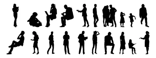 Silhouettes Vectorielles Silhouettes Esquissées Personnes Dessin Contour Silhouette Personnes Icône — Image vectorielle