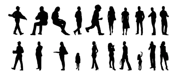 Vector Silhouettes Outline Silhouettes People Contour Drawing People Silhouette Icon — Stock Vector