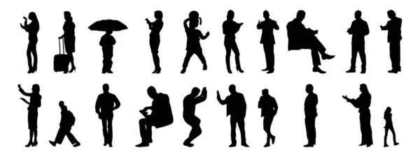 Silhouettes Vectorielles Silhouettes Esquissées Personnes Dessin Contour Silhouette Personnes Icône — Image vectorielle