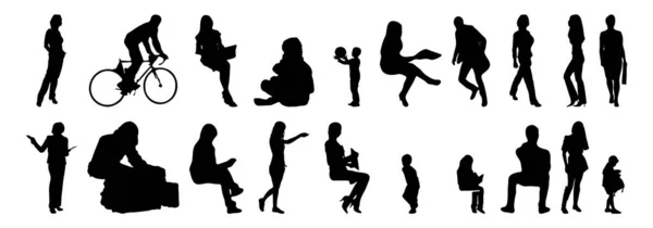 Silhouettes Vectorielles Silhouettes Esquissées Personnes Dessin Contour Silhouette Personnes Icône — Image vectorielle