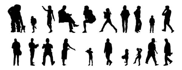 Vektor Silhouetten Umrisse Von Menschen Konturzeichnung Menschen Silhouette Icon Set — Stockvektor