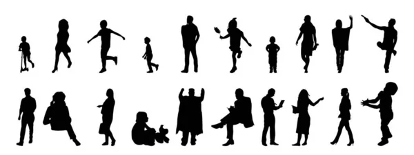 Vector Silhouetten Overzicht Silhouetten Van Mensen Contourtekening Personensilhouet Icoon Set — Stockvector