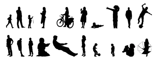 Vektor Silhouetten Umrisse Von Menschen Konturzeichnung Menschen Silhouette Icon Set — Stockvektor