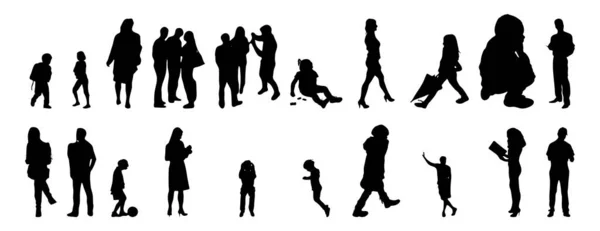 Vektor Silhouetten Umrisse Von Menschen Konturzeichnung Menschen Silhouette Icon Set — Stockvektor