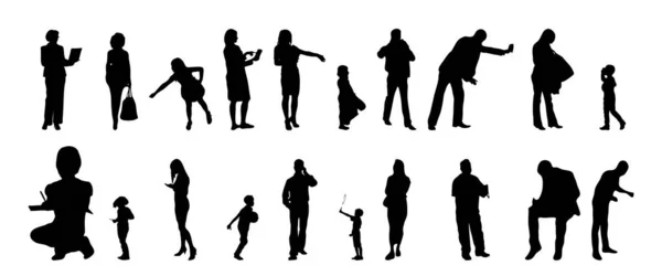 Silhouettes Vectorielles Silhouettes Esquissées Personnes Dessin Contour Silhouette Personnes Icône — Image vectorielle