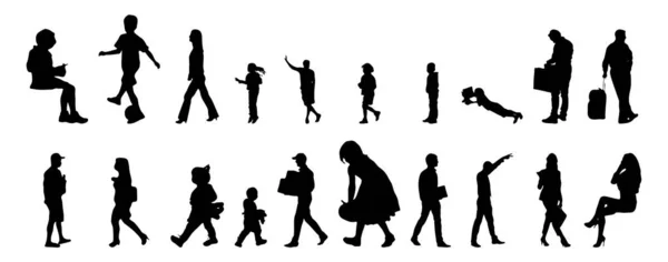 Vektor Silhouetten Umrisse Von Menschen Konturzeichnung Menschen Silhouette Icon Set — Stockvektor