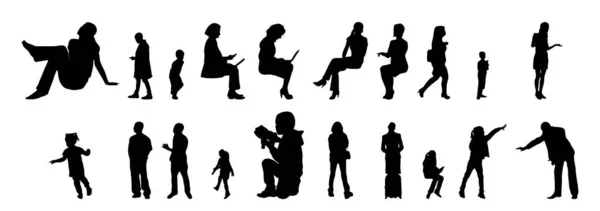 Silhouettes Vectorielles Silhouettes Esquissées Personnes Dessin Contour Silhouette Personnes Icône — Image vectorielle