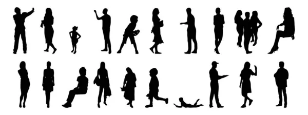 Vector Silhouettes Outline Silhouettes People Contour Drawing People Silhouette Icon — Stock Vector