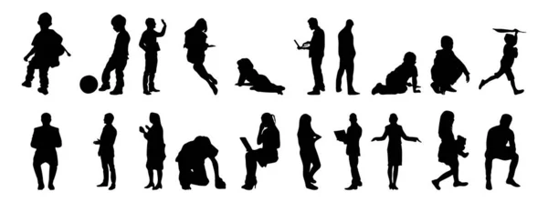 Silhouettes Vectorielles Silhouettes Esquissées Personnes Dessin Contour Silhouette Personnes Icône — Image vectorielle