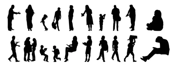 Vector Silhouettes Outline Silhouettes People Contour Drawing People Silhouette Icon — Stock Vector