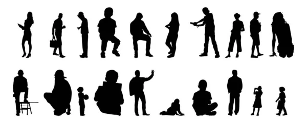 Vector Silhouetten Overzicht Silhouetten Van Mensen Contourtekening Personensilhouet Icoon Set — Stockvector