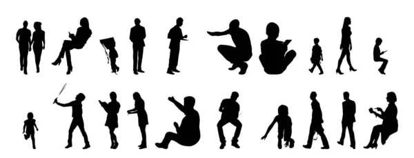 Silhouettes Vectorielles Silhouettes Esquissées Personnes Dessin Contour Silhouette Personnes Icône — Image vectorielle