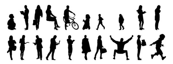 Silhouettes Vectorielles Silhouettes Esquissées Personnes Dessin Contour Silhouette Personnes Icône — Image vectorielle