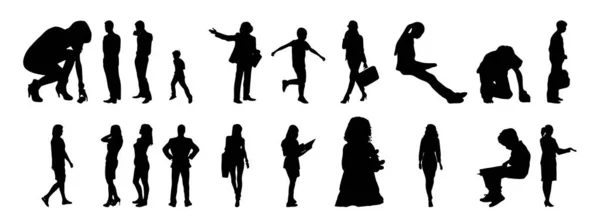 Vector Silhouettes Outline Silhouettes People Contour Drawing People Silhouette Icon — Stock Vector