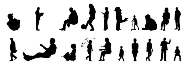 Vektor Silhouetten Umrisse Von Menschen Konturzeichnung Menschen Silhouette Icon Set — Stockvektor