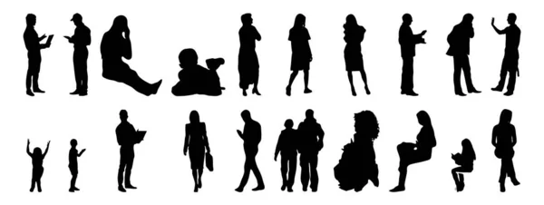 Silhouettes Vectorielles Silhouettes Esquissées Personnes Dessin Contour Silhouette Personnes Icône — Image vectorielle