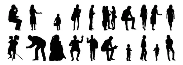 Silhouettes Vectorielles Silhouettes Esquissées Personnes Dessin Contour Silhouette Personnes Icône — Image vectorielle