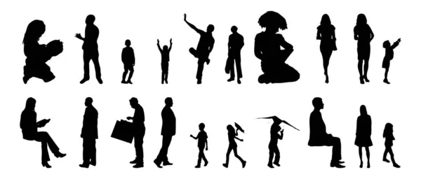 Silhouettes Vectorielles Silhouettes Esquissées Personnes Dessin Contour Silhouette Personnes Icône — Image vectorielle