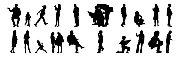 Silhouettes Vectorielles Silhouettes Esquissées Personnes Dessin Contour Silhouette Personnes Icône — Image vectorielle