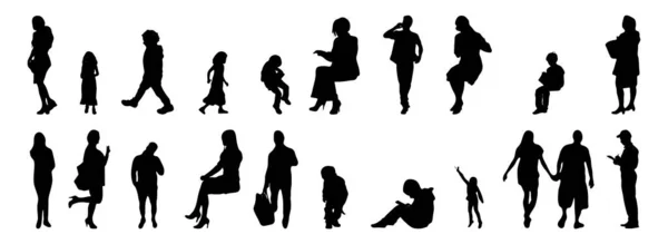 Silhouettes Vectorielles Silhouettes Esquissées Personnes Dessin Contour Silhouette Personnes Icône — Image vectorielle