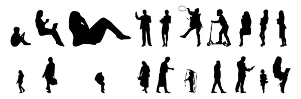 Silhouettes Vectorielles Silhouettes Esquissées Personnes Dessin Contour Silhouette Personnes Icône — Image vectorielle