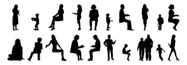 Vector Silhouettes Outline Silhouettes People Contour Drawing People Silhouette Icon — Stock Vector