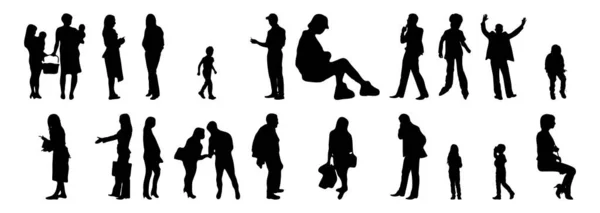 Silhouettes Vectorielles Silhouettes Esquissées Personnes Dessin Contour Silhouette Personnes Icône — Image vectorielle