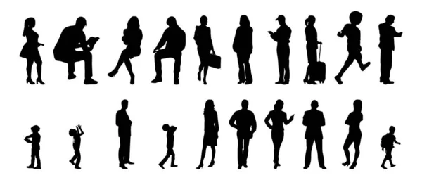 Vector Silhouetten Overzicht Silhouetten Van Mensen Contourtekening Personensilhouet Icoon Set — Stockvector