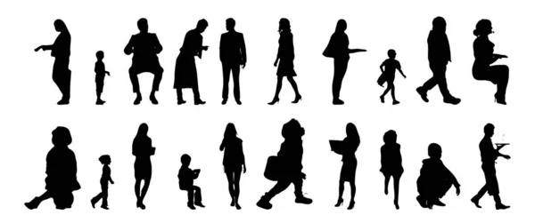 Vector Silhouettes Outline Silhouettes People Contour Drawing People Silhouette Icon — Stock Vector