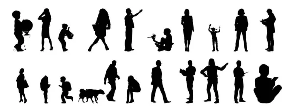 Vector Silhouettes Outline Silhouettes People Contour Drawing People Silhouette Icon — Stock Vector