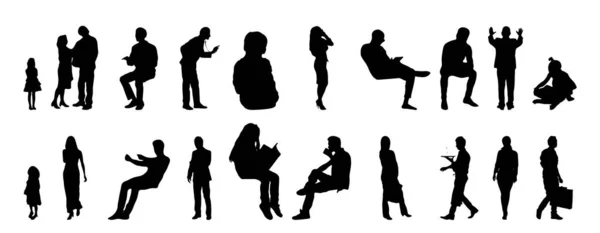 Vector Silhouettes Outline Silhouettes People Contour Drawing People Silhouette Icon — Stock Vector