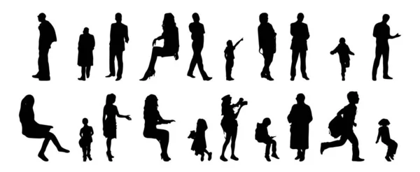 Silhouettes Vectorielles Silhouettes Esquissées Personnes Dessin Contour Silhouette Personnes Icône — Image vectorielle