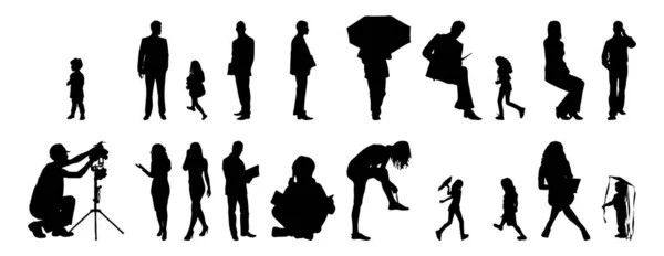 Silhouettes Vectorielles Silhouettes Esquissées Personnes Dessin Contour Silhouette Personnes Icône — Image vectorielle