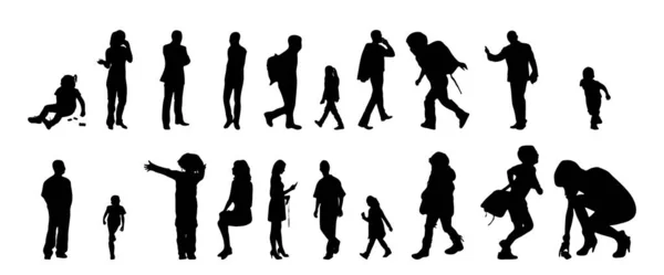 Vector Silhouetten Overzicht Silhouetten Van Mensen Contourtekening Personensilhouet Icoon Set — Stockvector