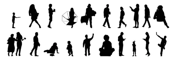 Silhouettes Vectorielles Silhouettes Esquissées Personnes Dessin Contour Silhouette Personnes Icône — Image vectorielle