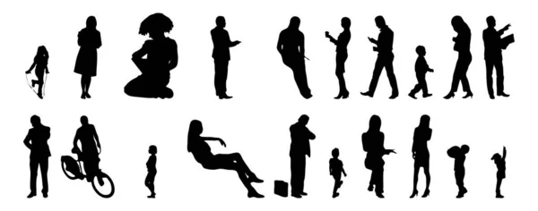 Silhouettes Vectorielles Silhouettes Esquissées Personnes Dessin Contour Silhouette Personnes Icône — Image vectorielle