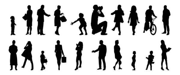 Vector Silhouettes Outline Silhouettes People Contour Drawing People Silhouette Icon — 스톡 벡터